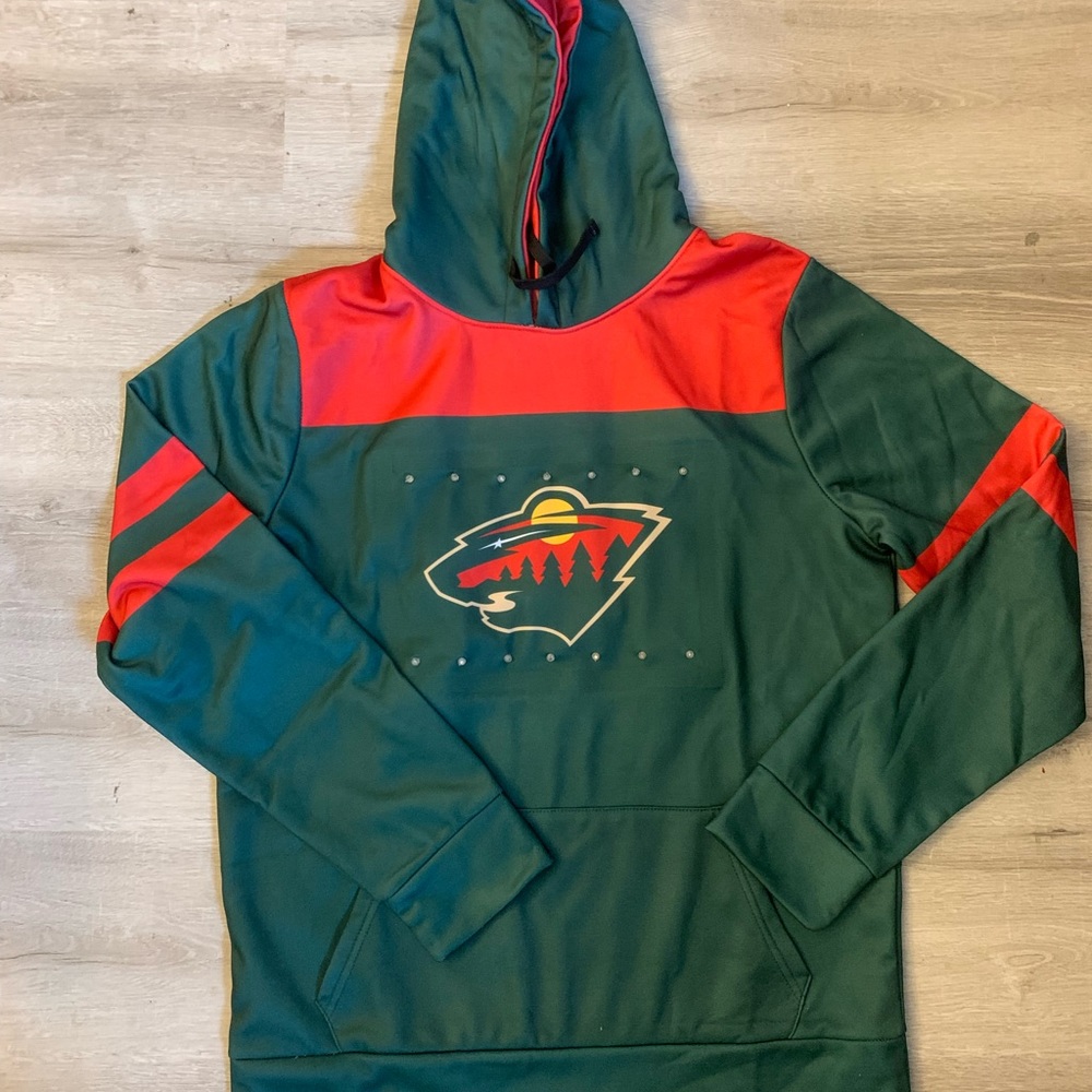 Minnesota Wild NHL Hockey Men's M Pullover Hoodie Sweatshirt Green Lights Tested